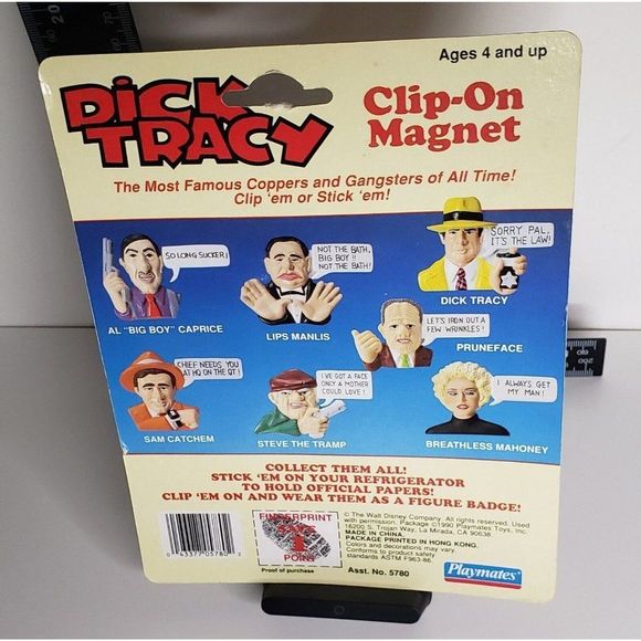 Vintage 1990 Dick Tracy Disney Clip On Magnet On Card New - Picture 4 of 4